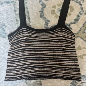 Lucy Paris Black and White Ribbed Crop Tank Top